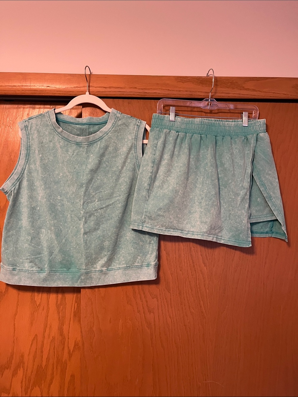 Green acid wash set- Tank Top & Skort